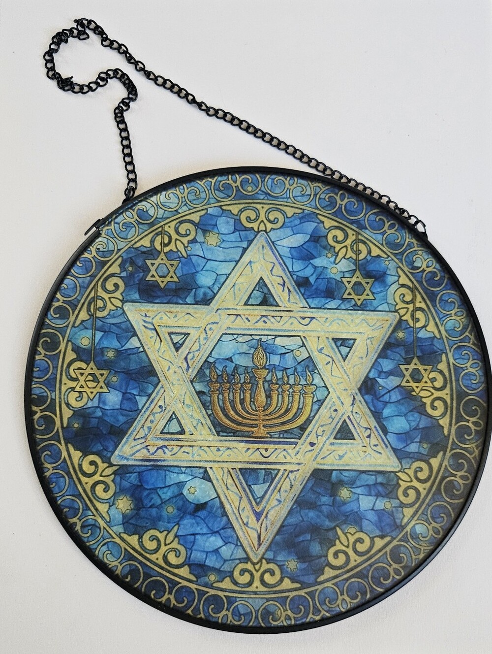 Star of david stained glass sun catcher. Hanukkah hanging decor